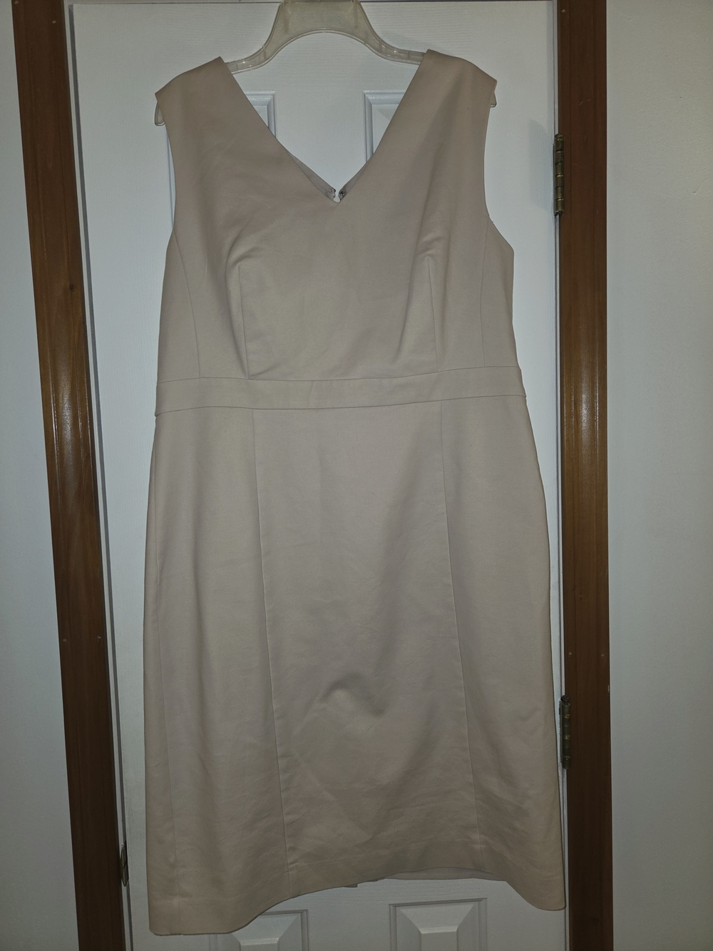 Ann Taylor Cream Sheath Dress with V-Neck